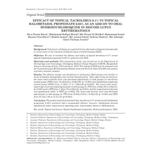 Efficacy of Topical Tacrolimus 0.1% vs. topical Halobetasol Propionate 0.05% as an Add-On to Oral Hydroxychloroquine in Discoid Lupus Erythematosus